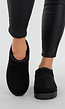 Zwarte Instappers met Suede Look en Verhoogde Profielzool