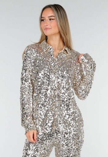 Zilveren Pailletten Blouse