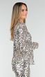 Zilveren Blouse met All Over Pailletten en Klassieke Kraag