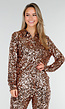 Goudkleurige Pailletten Blouse met Kraag en Lange Mouwen