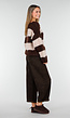 Gestreepte Fluffy Trui in Bruin en Beige met Losvallende Pasvorm
