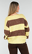 Gestreepte Fluffy Trui in Geel en Bruin met Losvallende Pasvorm