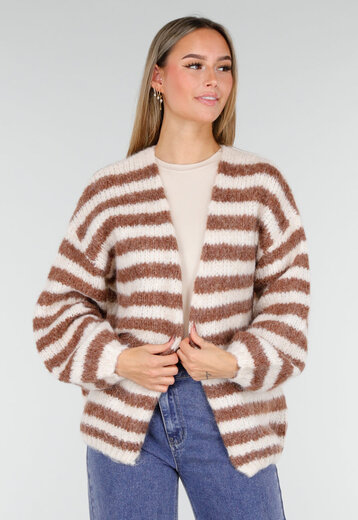 Bruin-Wit Gestreept Vest