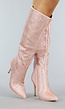 Lange Rosé Gouden Glitter Laarzen met Stiletto Hak