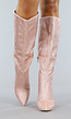 Lange Rosé Gouden Glitter Laarzen met Stiletto Hak