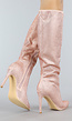 Lange Rosé Gouden Glitter Laarzen met Stiletto Hak