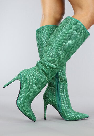 Lange Groene Glitter Laarzen
