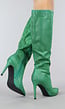 Lange Groene Glitter Laarzen met Stiletto Hak