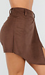 Bruine Asymmetrische Skort met Riemlusjes