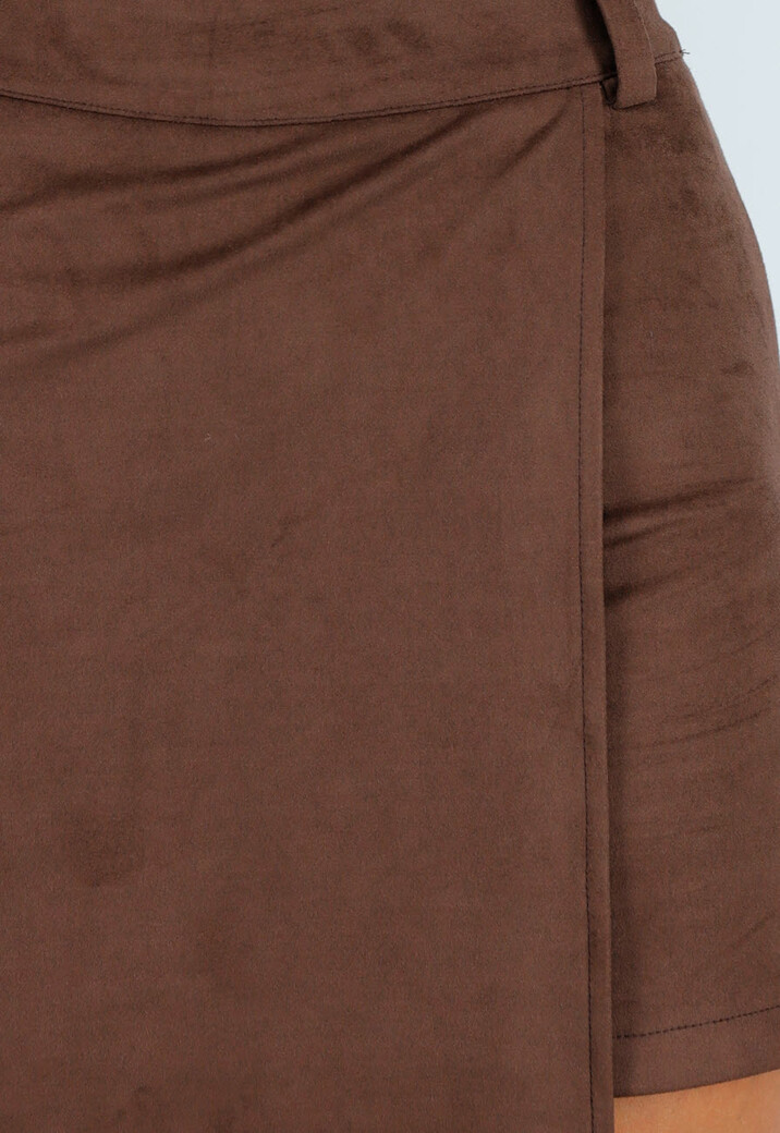 Bruine Asymmetrische Skort met Riemlusjes