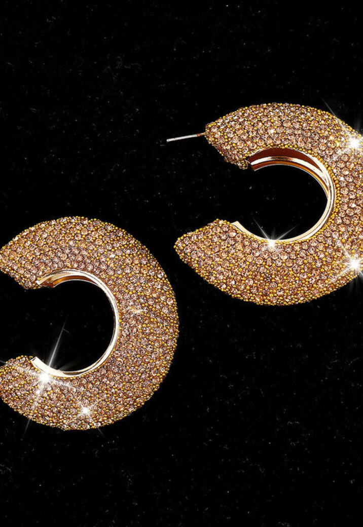 Statement Oorbellen met Strass en Glanzende Afwerking