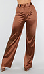 Bruine Satijnen Stretch Pantalon