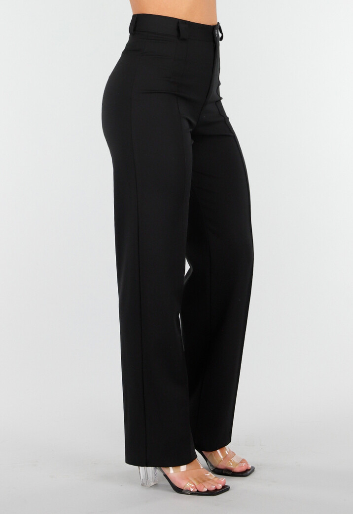 Zwarte Petite Super Stretch Pantalon met Riemlusjes