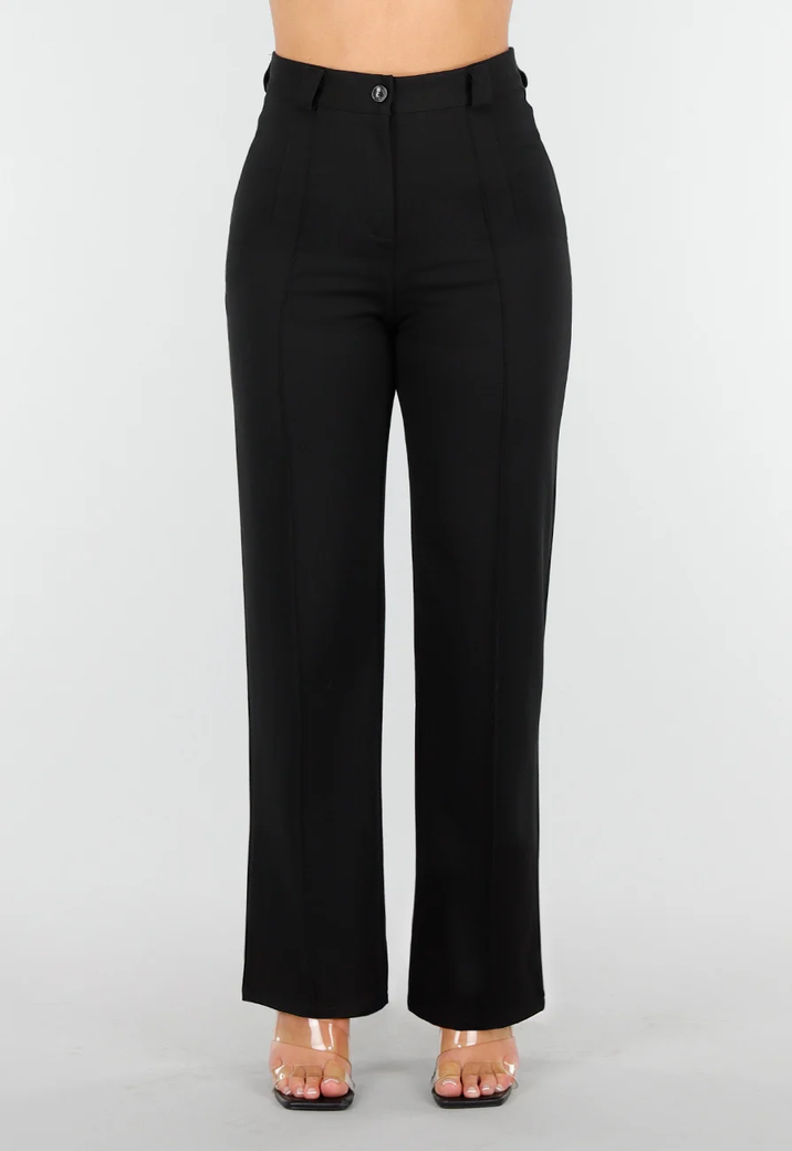 Zwarte Petite Super Stretch Pantalon met Riemlusjes