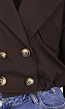 Donkerbruin Cropped Jasje met Pofmouwen en Gouden Knopen
