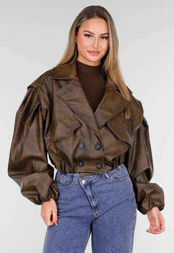 Bruin Faux Leather Jasje