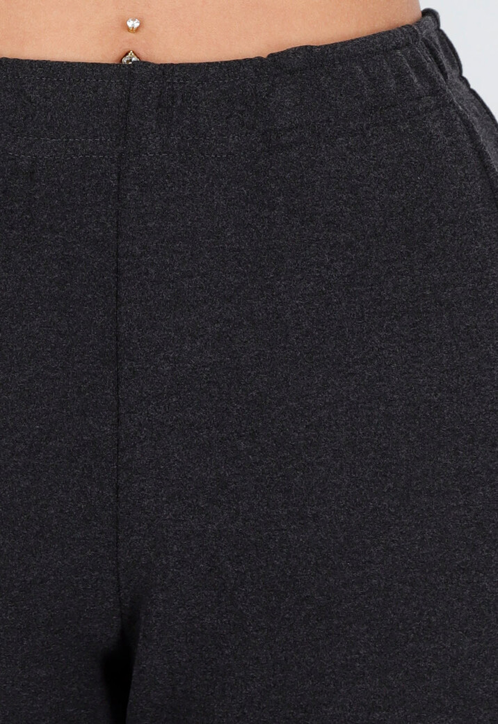 Grijze Zachte Stretch Broek met Rechte Pijpen