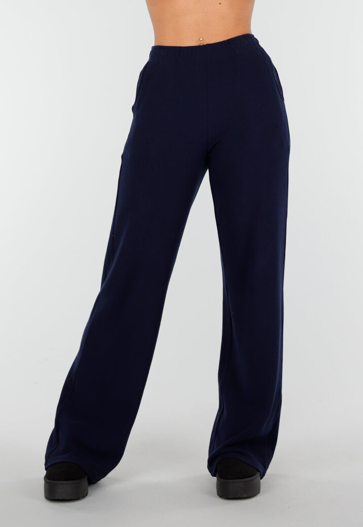 Navy Zachte Stretch Broek met Rechte Pijpen