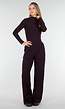 Aubergine Zachte Stretch Broek met Rechte Pijpen