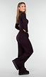 Aubergine Zachte Stretch Broek met Rechte Pijpen