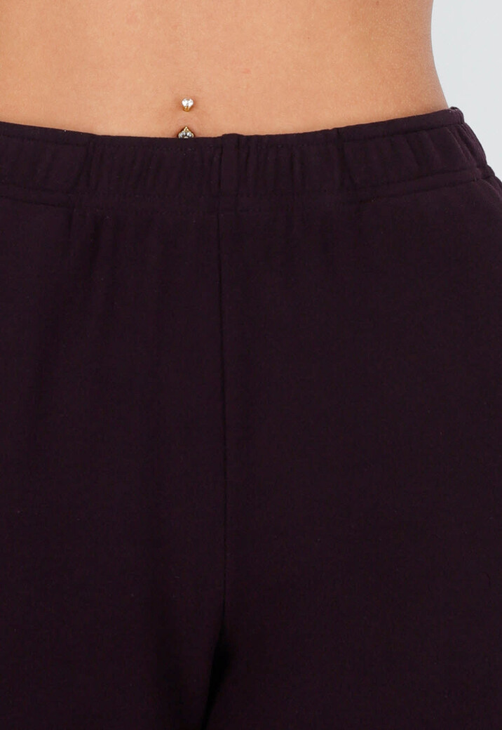 Aubergine Zachte Stretch Broek met Rechte Pijpen