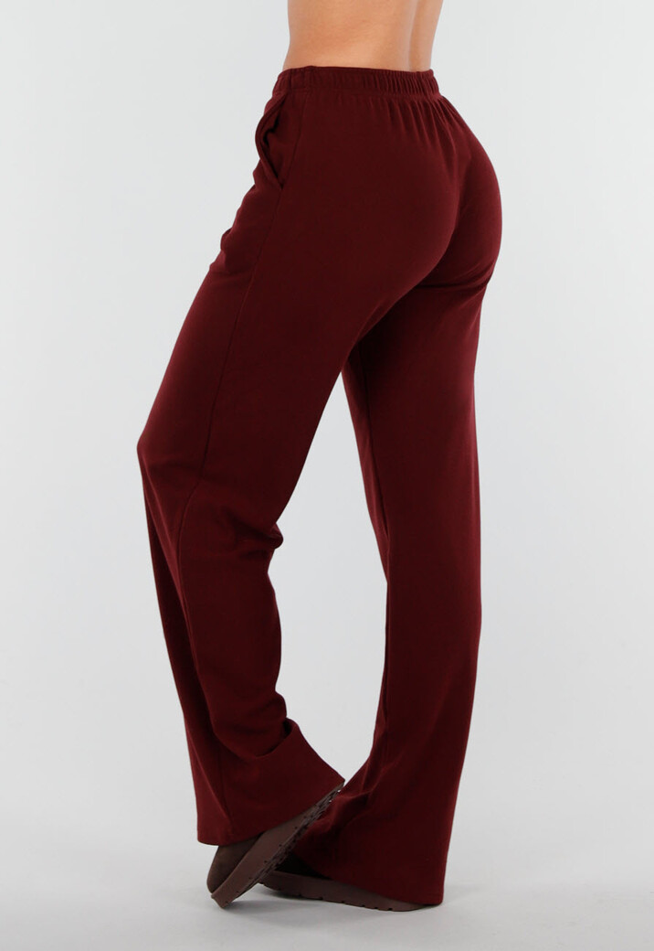 Burgundy Zachte Stretch Broek met Rechte Pijpen