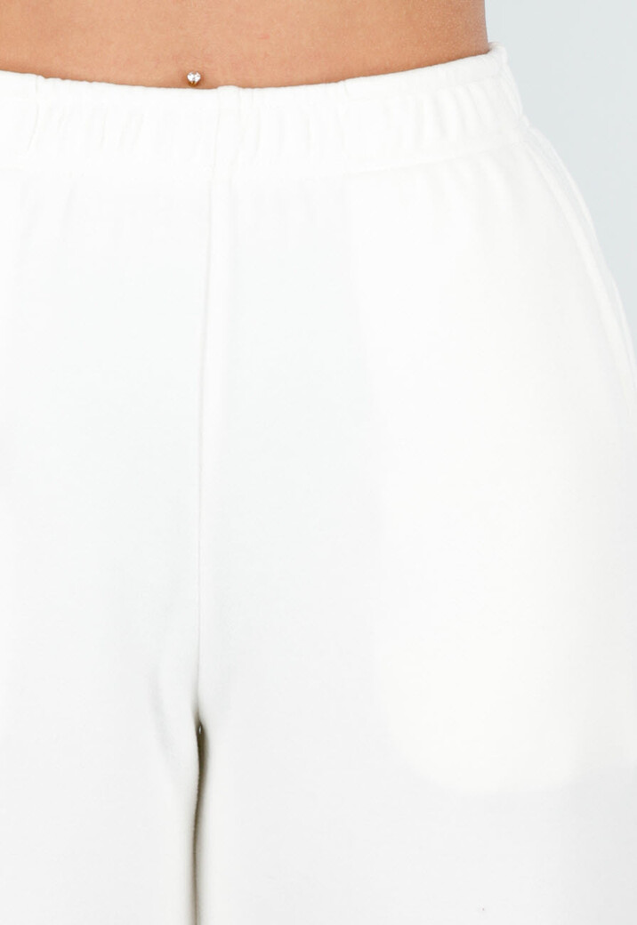 Witte Zachte Stretch Broek met Rechte Pijpen