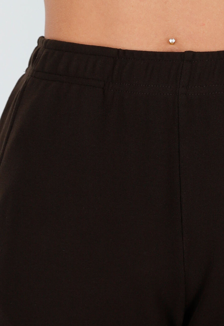 Bruine Zachte Stretch Broek met Rechte Pijpen