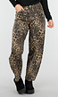 Bruine Leopard Barrel Jeans Mid Waist