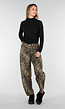 Bruine Leopard Barrel Jeans Mid Waist