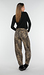 Bruine Leopard Barrel Jeans Mid Waist