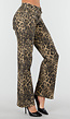 Bruine Luipaardprint Stretch Broek met Rechte Pijpen