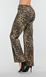Bruine Luipaardprint Stretch Broek met Rechte Pijpen
