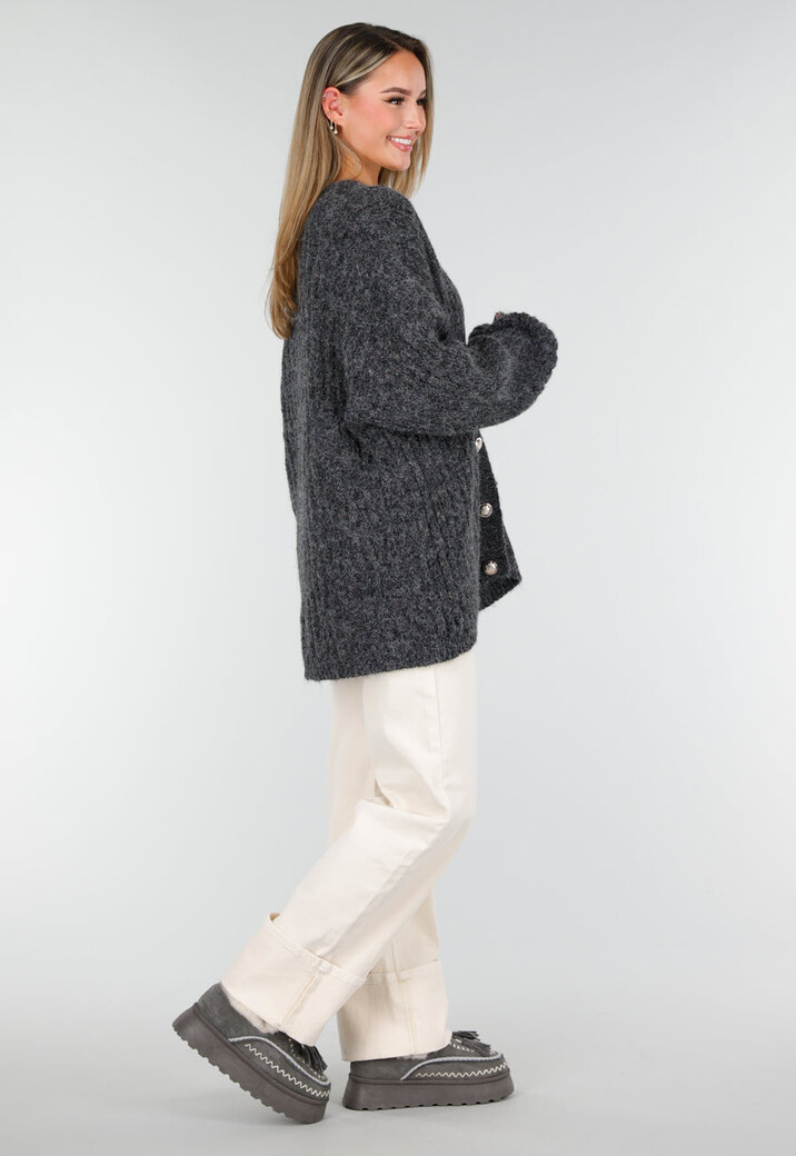 Grijze Sherpa Mocassin met Dikke Zool en Kwastjes