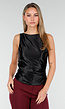 Zwarte Stretch Satijnen Top met Pads
