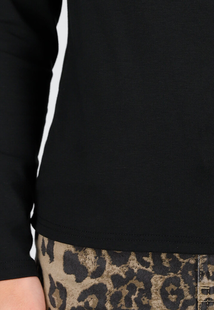 Zwarte Zachte Stretch Top met Lange Mouwen