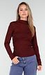Bordeaux Lange Mouwen Top met Subtiele Textuur
