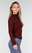 Bordeaux Lange Mouwen Top met Subtiele Textuur