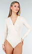 Crème Stretch Body met Lange Mouwen en V-Hals