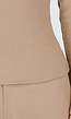 Beige Zachte Stretch Top met Ronde Hals en Lange Mouwen