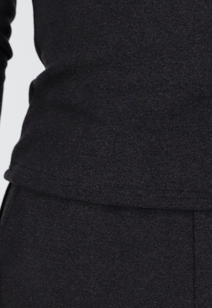 Grijze Zachte Stretch Top met Ronde Hals en Lange Mouwen