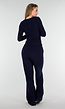 Donkerblauwe Zachte Stretch Top met Ronde Hals en Lange Mouwen