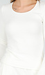 Witte Zachte Stretch Top met Ronde Hals en Lange Mouwen