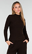 Bruine Fleece Stretch Top met Col