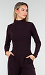 Aubergine Zachte Stretch Top met Lange Mouwen