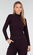 Aubergine Zachte Stretch Top met Lange Mouwen