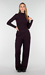 Aubergine Zachte Stretch Top met Lange Mouwen