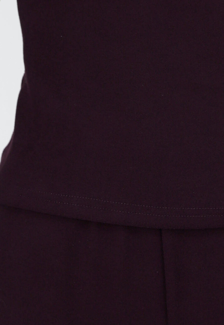 Aubergine Zachte Stretch Top met Lange Mouwen