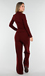 Burgundy Zachte Stretch Top met Col en Lange Mouwen