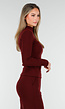 Burgundy Zachte Stretch Top met Col en Lange Mouwen